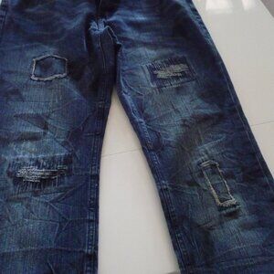 DENIM&RIVETS VERY DISTRESSED MEN STRAIGHT LEG JEANS NEW NO TAGS SIZE 34